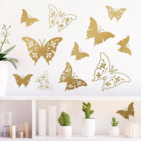 Wandtattoo Tiere 12-teilig Schmetterlinge Deko Ornamente günstig online kaufen