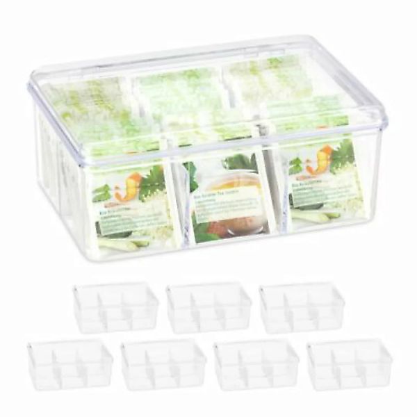 relaxdays 8 x Teebox transparent mit 6 Fächern günstig online kaufen