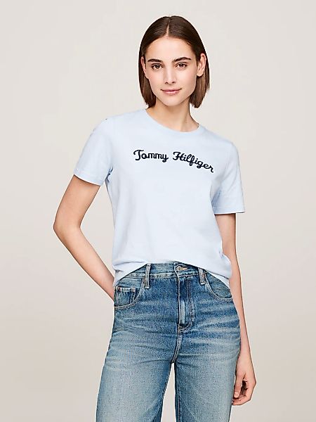 Tommy Hilfiger Kurzarmshirt REG SCRIPT C-NK SS mit Tommy Hilfiger Script Lo günstig online kaufen