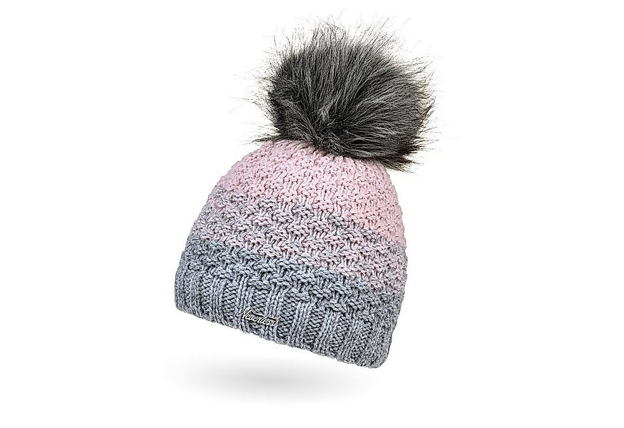 Neverless Bommelmütze Damen Strick-Mütze gefüttert Fleece-Innenfutter Fell- günstig online kaufen
