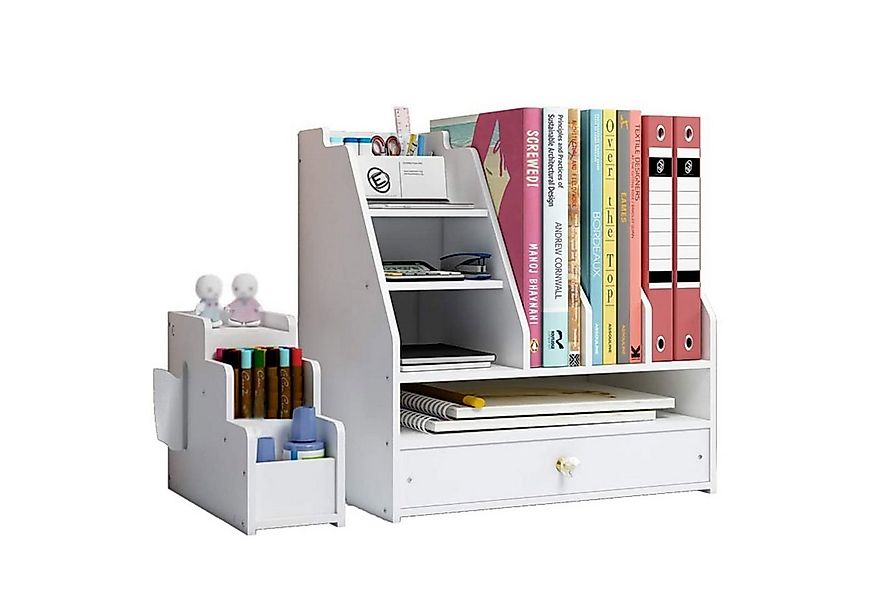 zggzerg Bücherregal Schreibtisch-Organizer, weiß, mit Schublade für Zuhause günstig online kaufen