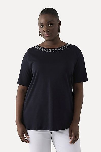 Ulla Popken T-Shirt T-Shirt A-Linie Ziersteine Halbarm günstig online kaufen