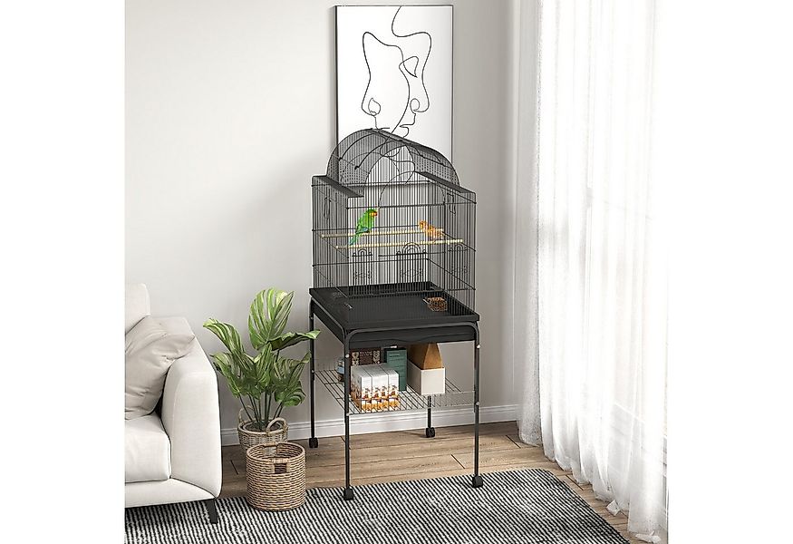 PawHut Vogelkäfig Wellensittichkäfig mit Tablett, Ablagefläche, Futterstati günstig online kaufen