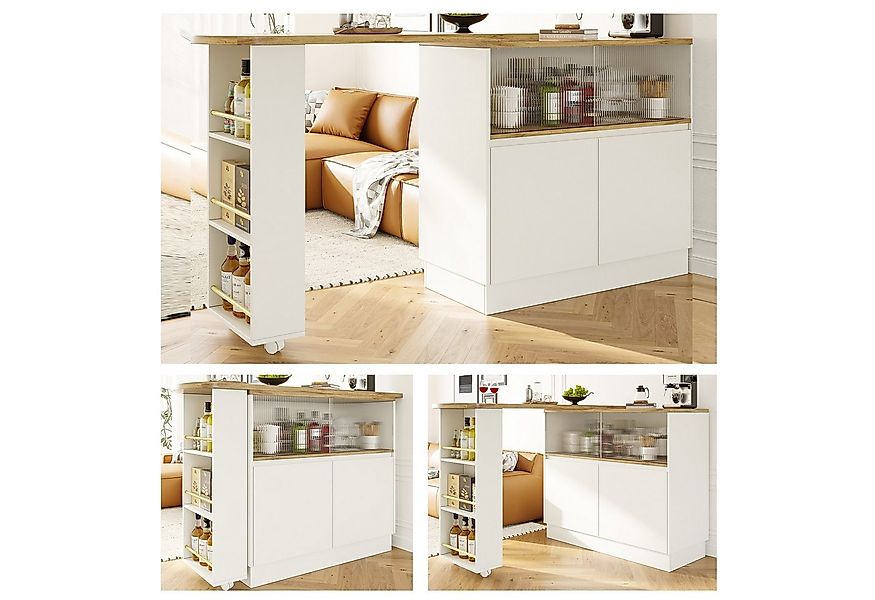 STILVORA Bartisch mit Ablageflächen,Esstisch Kücheninsel 360° drehbar mit a günstig online kaufen