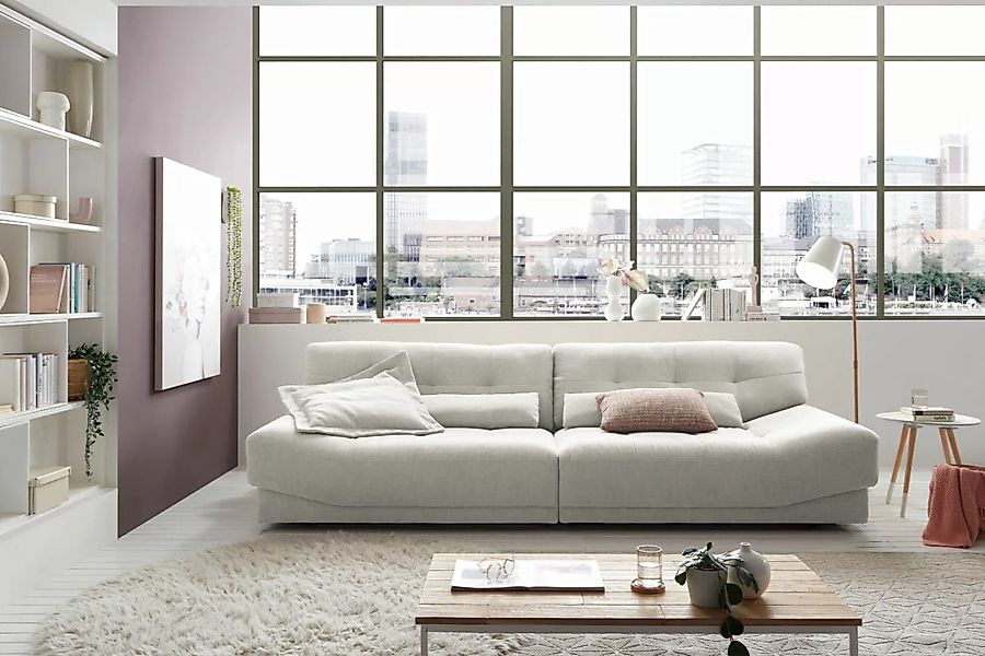KAWOLA Sofa MOZZA 3-Sitzer Stoff hellgrau günstig online kaufen