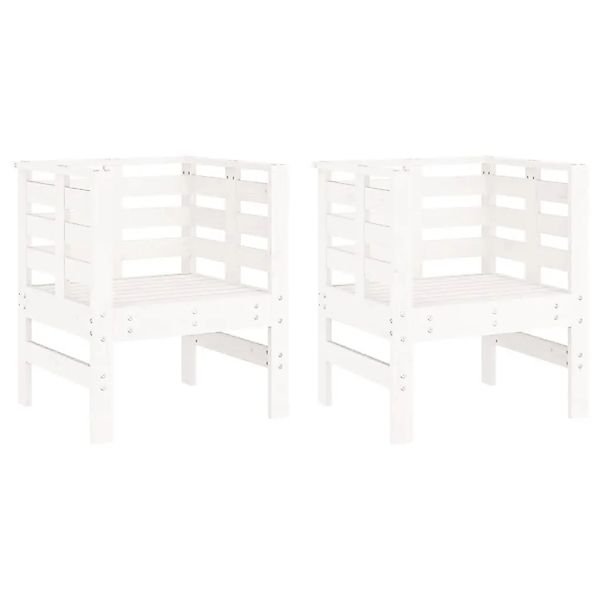 vidaXL Gartenstühle 2 Stk Weiß 61,5x53x71 cm Massivholz Kiefer 825129 günstig online kaufen