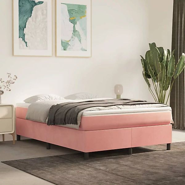 vidaXL Boxspringbett mit Matratze Rosa 140x200 cm Samt1383003 günstig online kaufen