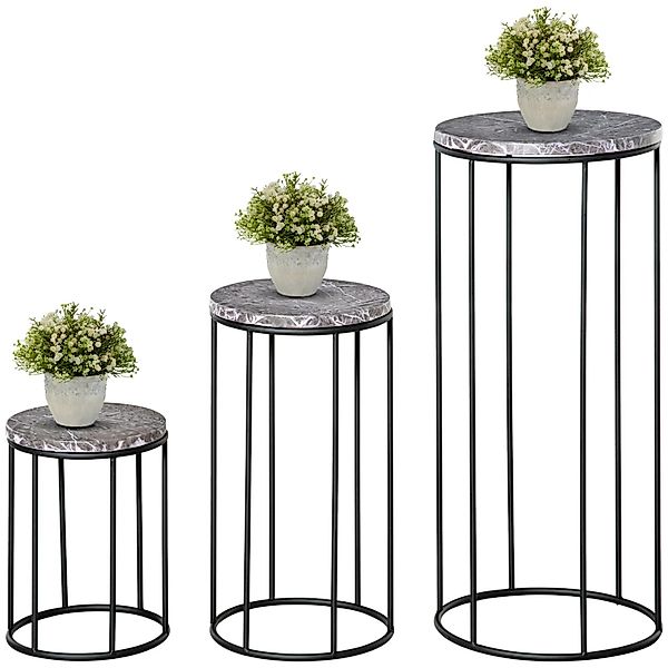 Outsunny  Blumenständer Set Metal Schwarz Grau Ø22 x 30,5H cm günstig online kaufen