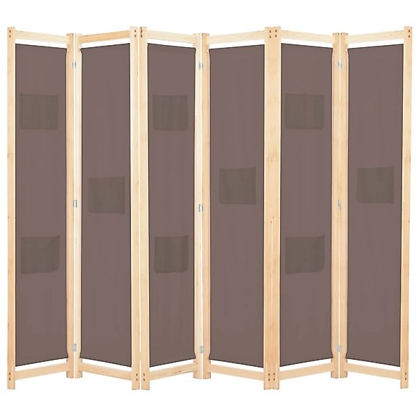 VidaXL 6-teiliger Raumteiler Braun 240 x 170 x 4 cm Stoff günstig online kaufen