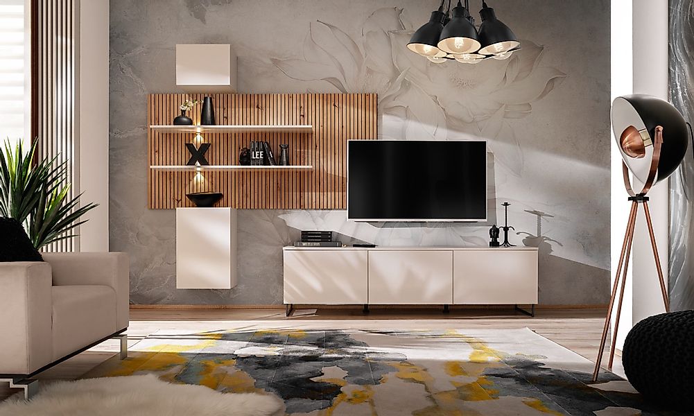 ASM-Moebel Wohnwand Wohnzimmer Schrankwand GUSTO PW günstig online kaufen