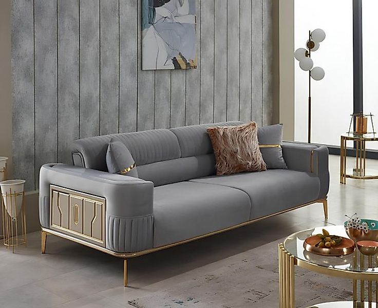 JVmoebel Sofa Dreisitzer Stoffsofa Couch Sofa 3 Sitzer Polstersofa Grau Lux günstig online kaufen