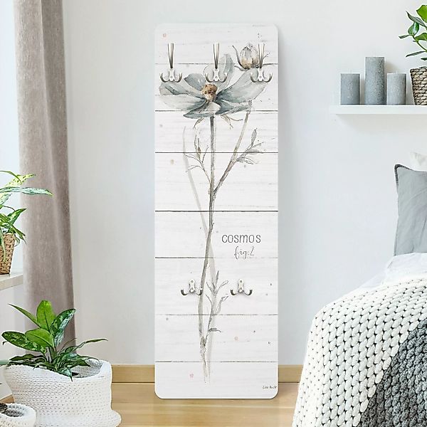 Wandgarderobe Aquarell Cosmea auf Holz günstig online kaufen