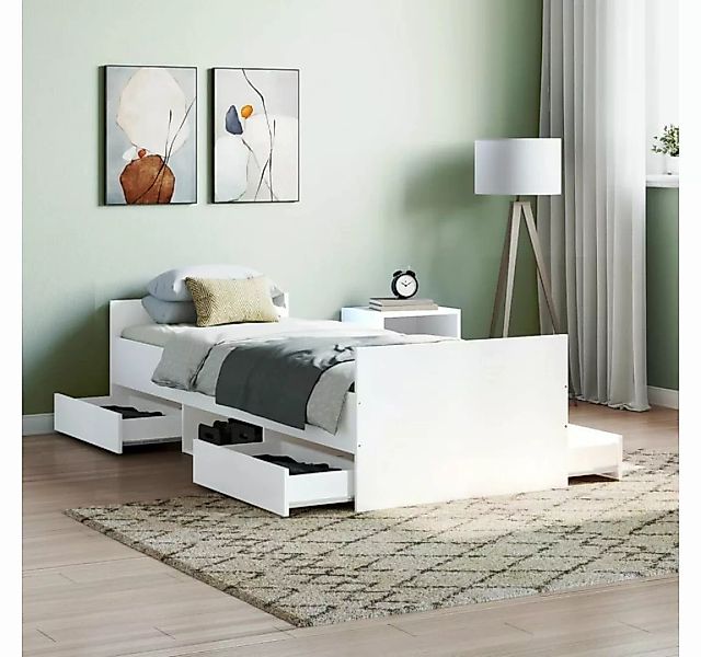vidaXL Bett Bettgestell mit Kopf- und Fußteil Weiß 75x190 cm günstig online kaufen