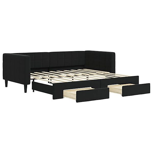 vidaXL Bett, Tagesbett Ausziehbar mit Schubladen Schwarz 90x190 cm Samt günstig online kaufen