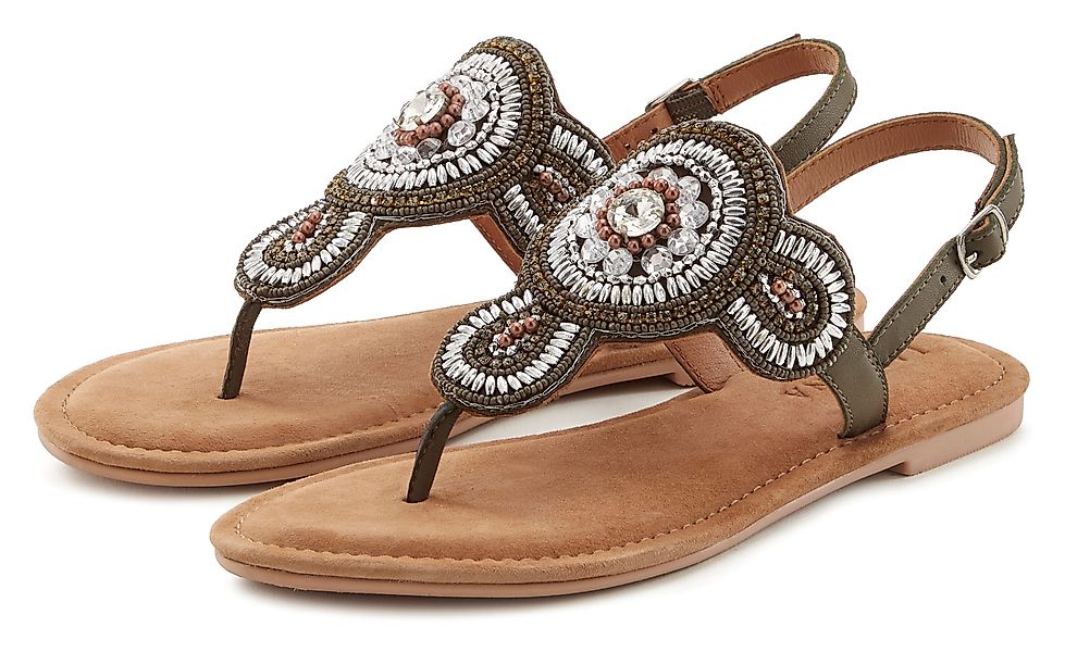 LASCANA Zehentrenner Sandale, Pantolette in Glitzer-Optik günstig online kaufen
