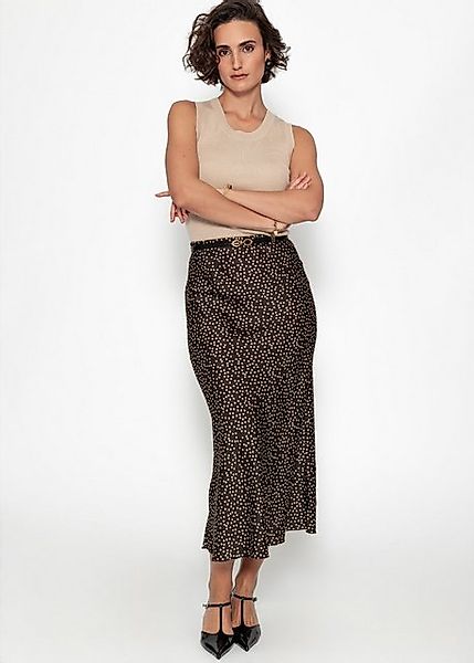 SASSYCLASSY Minirock Midi Satinrock Damen Elegant mit Punktmuster A-Linie R günstig online kaufen