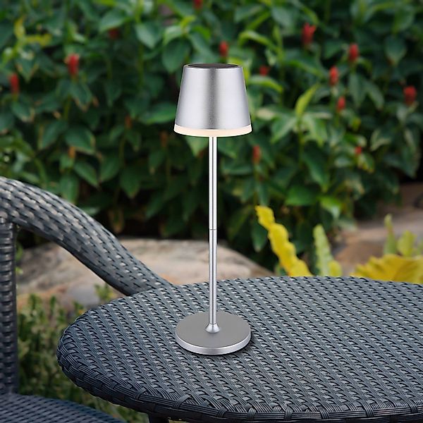 LED-Solarleuchte Metall, silberfarben, Höhe 41 cm, IP44 günstig online kaufen