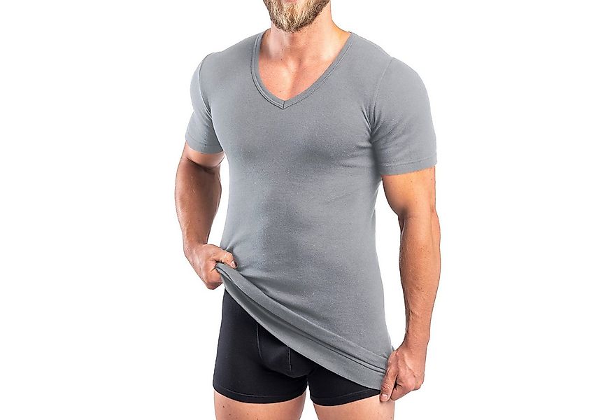 HERMKO Unterziehshirt 488710 Extralanges Herren kurzarm Shirt +6 cm V-Neck günstig online kaufen
