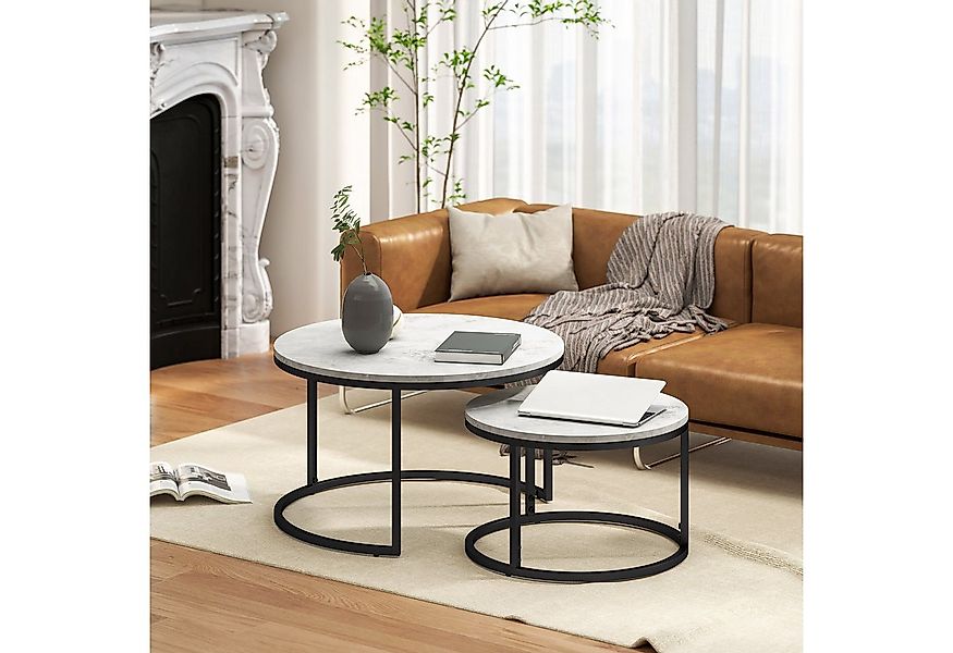 HOMCOM Couchtisch 2er-Set Beistelltisch mit Metallgestell stapelbar (Sofati günstig online kaufen