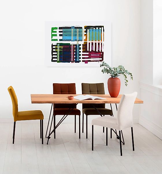 Komar Leinwandbild "Grids & Stripes - Größe 60 x 90 cm", Natur, (1 St.), Ke günstig online kaufen