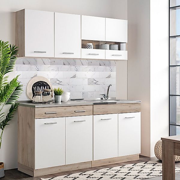 Homestyle4u Küchenzeile 160 cm ohne Geräte günstig online kaufen