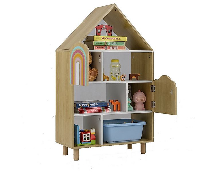 COSTWAY Kinderregal, Bücherregal Kinder in Hausform, Spielzeugregal Holz günstig online kaufen