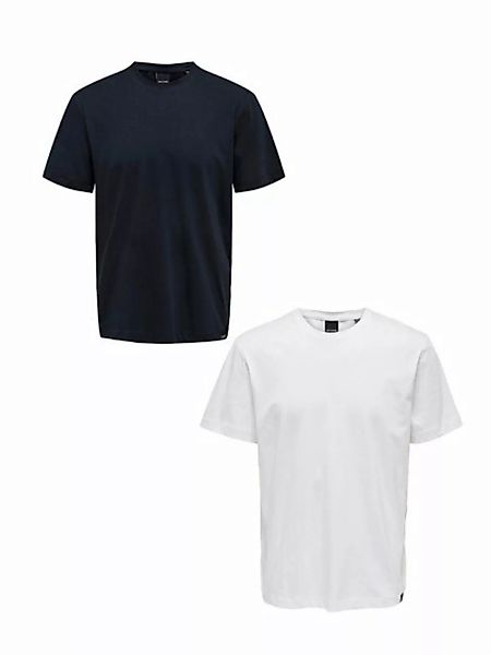 ONLY & SONS T-Shirt T-Shirt 2er-Set Rundhals Kurzarm (1-tlg) 7642 in Blau-W günstig online kaufen
