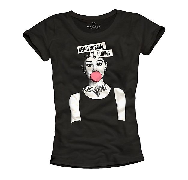 MAKAYA Print-Shirt Damen Audrey Lustige Ausgefallene Frauen Oberteile Frech günstig online kaufen