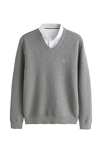 Next V-Ausschnitt-Pullover Regular Fit Pullover mit Oxford-Hemdkragen (1-tl günstig online kaufen