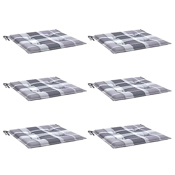 vidaXL Gartenstuhl-Kissen 6 Stk Grau Karomuster 40x40x4 cm 314037 günstig online kaufen