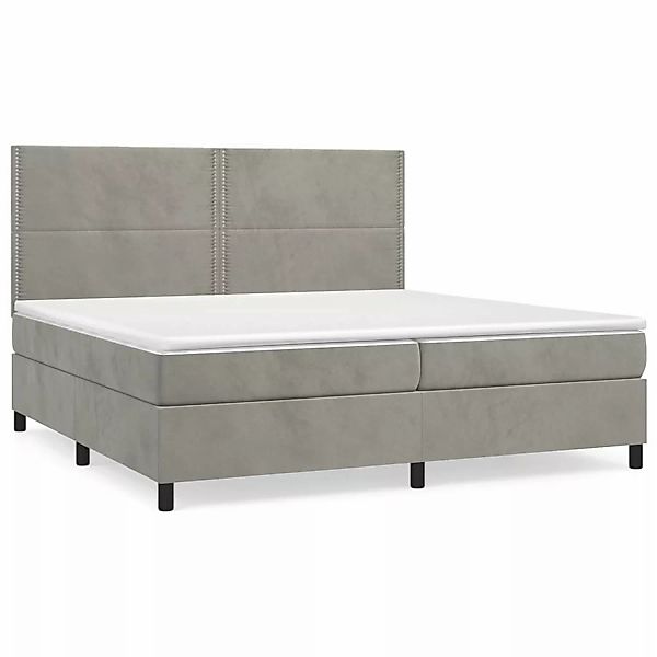 vidaXL Boxspringbett mit Matratze Hellgrau 200x200 cm Samt1367694 günstig online kaufen