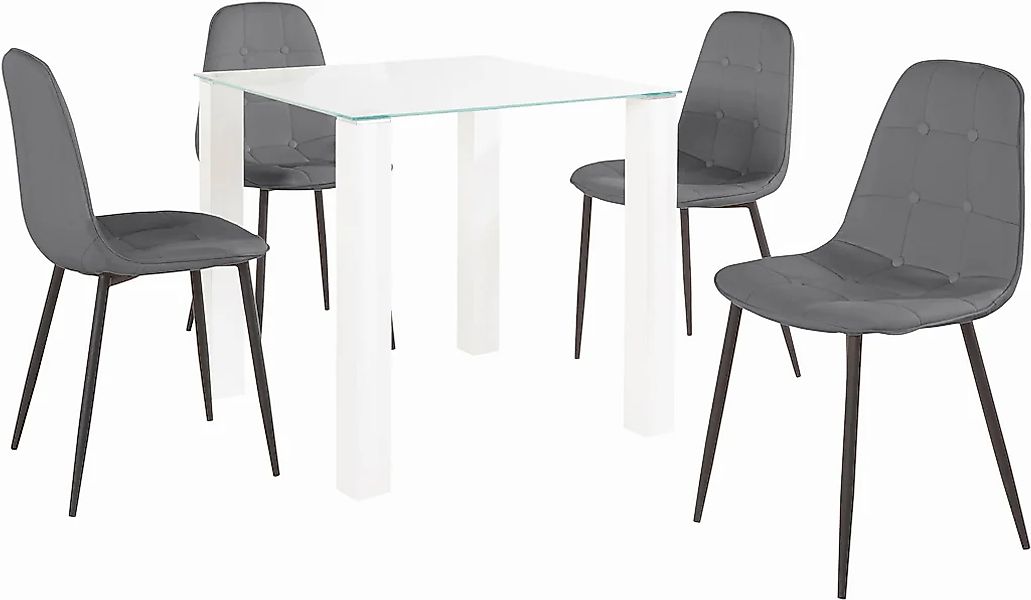 INOSIGN Essgruppe Set, 5 Stk. tlg. mit Glastisch, Breite 80 cm günstig online kaufen