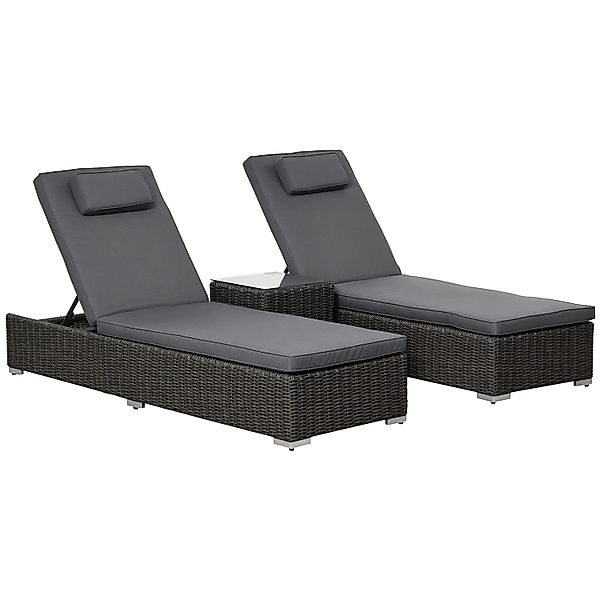 Outsunny Sonnenliege Aluminium PE Rattan Polyester Grau 60B x 195T x 91H cm günstig online kaufen