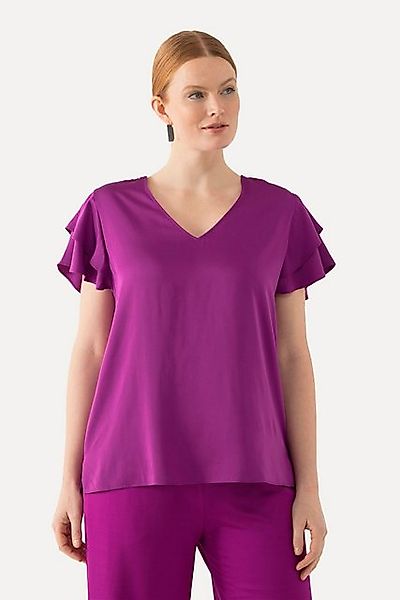 Ulla Popken Druckbluse Blusenshirt V-Ausschnitt doppelte günstig online kaufen