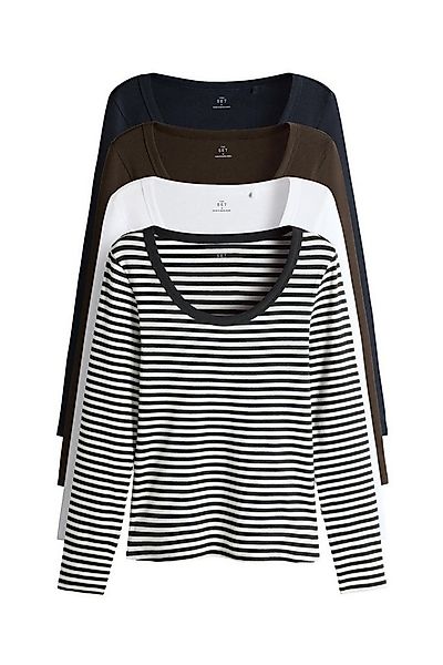 The Set Langarmshirt The Set gerippte Shirts mit U-Ausschnitt, 4er-Pack (4- günstig online kaufen