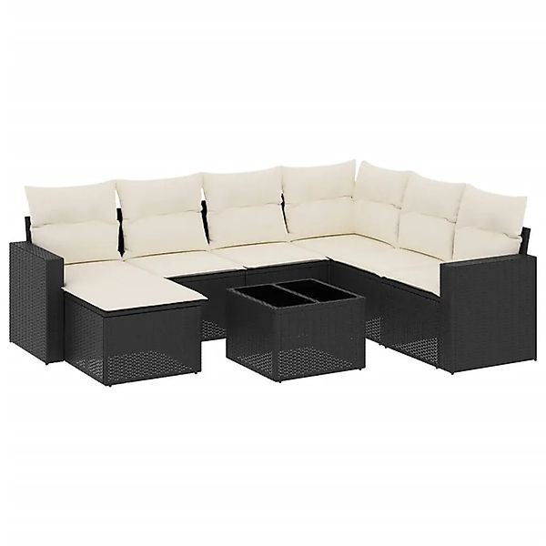 vidaXL 8-Tlg Garten-Sofagarnitur mit Kissen Schwarz Poly Rattan 3251643 günstig online kaufen