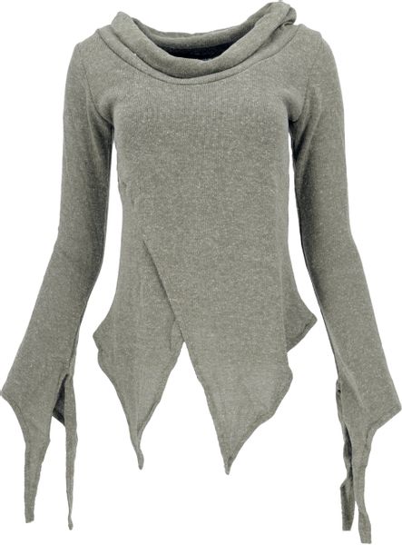Guru-Shop Longsleeve Pixishirt mit Schalkragen Baumwollstrick.. günstig online kaufen