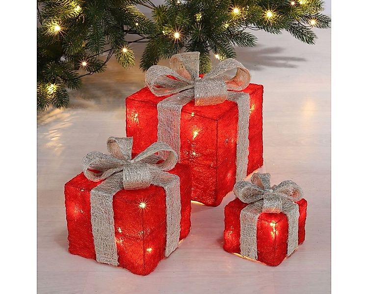 bonsport LED Dekoobjekt LED Beleuchtete Geschenkboxen 3er-Set günstig online kaufen