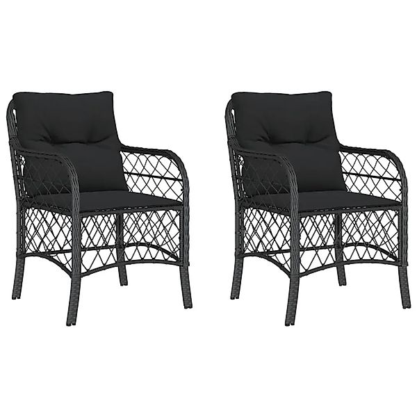 vidaXL Gartenstühle mit Kissen 2 Stk Schwarz Poly Rattan 365153 günstig online kaufen