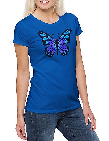 Urban Backwoods Print-Shirt Butterfly I Damen T-Shirt Schmetterling Tattoo günstig online kaufen