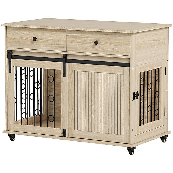 PawHut Hundekäfig 100 cm Hundebox für Zuhause mit Rollen, Schublade, Schieb günstig online kaufen