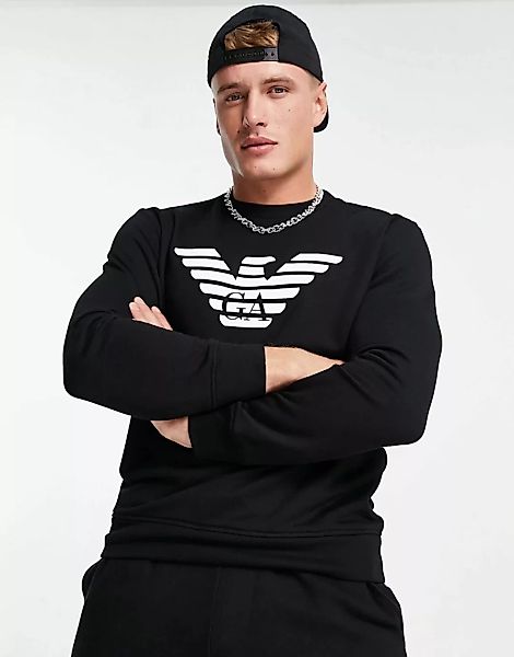 Emporio Armani – Schwarzes Sweatshirt mit Adler-Logo günstig online kaufen