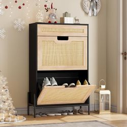 GarveeMore Schuhschrank Rattan mit 2 Flip günstig online kaufen