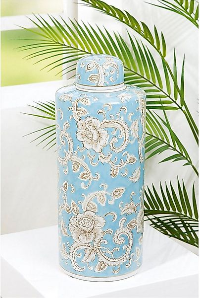 GILDE Bodenvase Deckelvase "Fayencen" H.44 cm (1 St) günstig online kaufen