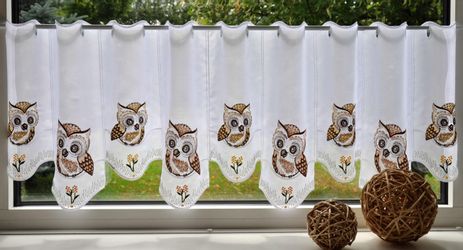 Stickereien Plauen Scheibengardine »Eulen« Stangendurchzug 1 Stk. tlg. günstig online kaufen