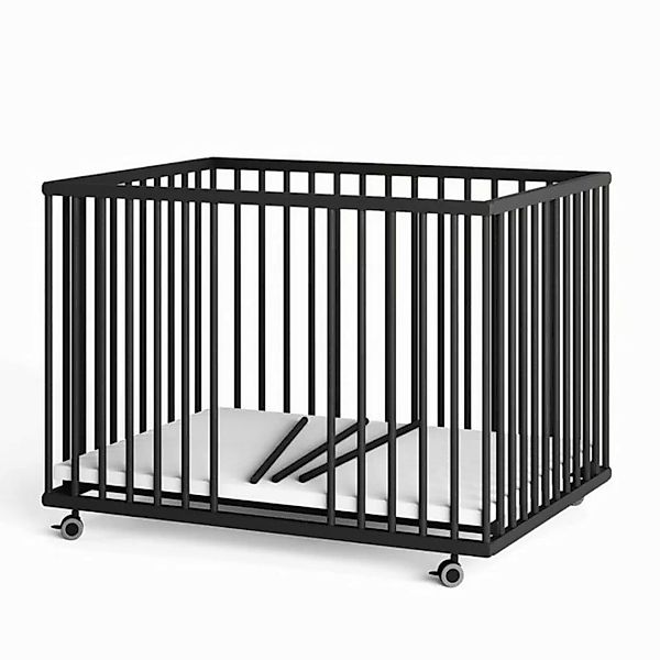 Sämann Babybett Laufgitter 75x100 cm Matratze & Schlupfsprossen Black Editi günstig online kaufen