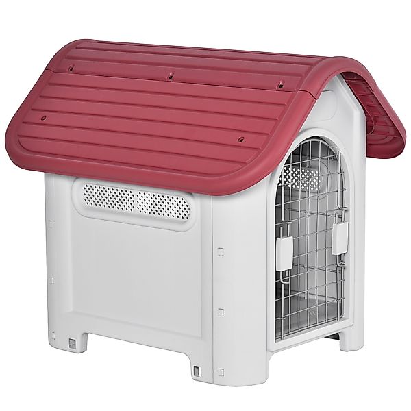 PawHut Hundehütte Outdoor, Hundehaus mit Dachluke, Tor, Unterschlupf für kl günstig online kaufen