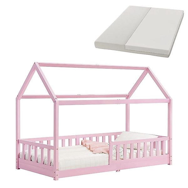 Juskys Kinderbett Marli 90 x 200 cm mit Matratze Rosa günstig online kaufen