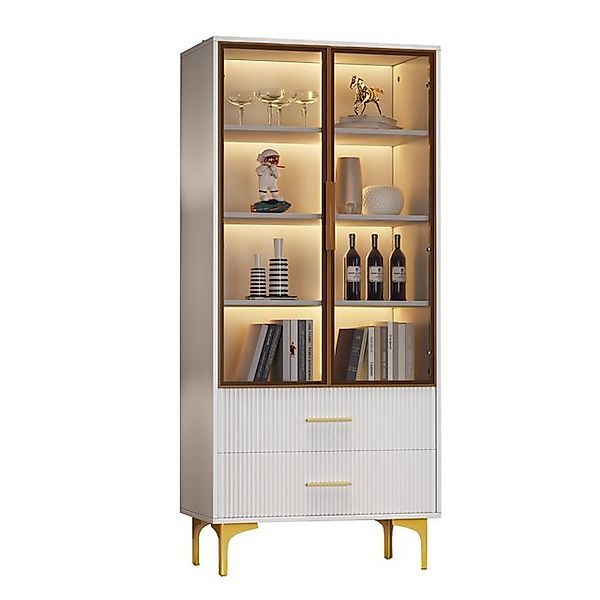 Thanaddo Glasvitrine Modernes Wohnzimmerset, Sideboards, Standvitrinen, Vit günstig online kaufen