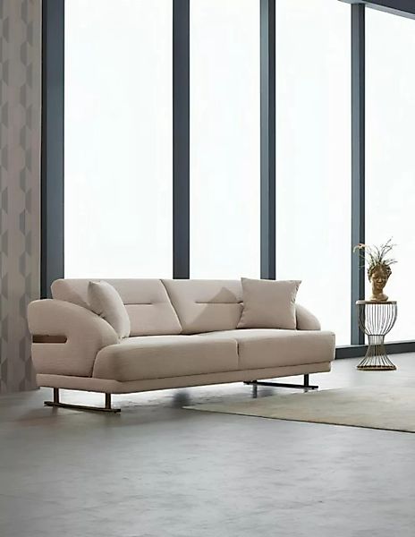 JVmoebel Sofa Dreisitzer Sofa 3 Sitzer Stoffsofa Polstersofa Couch Beige Mo günstig online kaufen